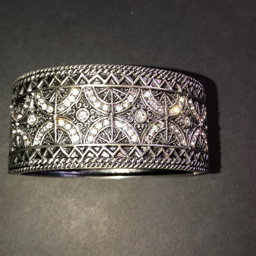 Rhinestone Silver Cuff